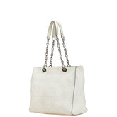 ディオール カナージュ チェーントートバッグ ホワイト シルバー レザー レディース Dior 【中古】